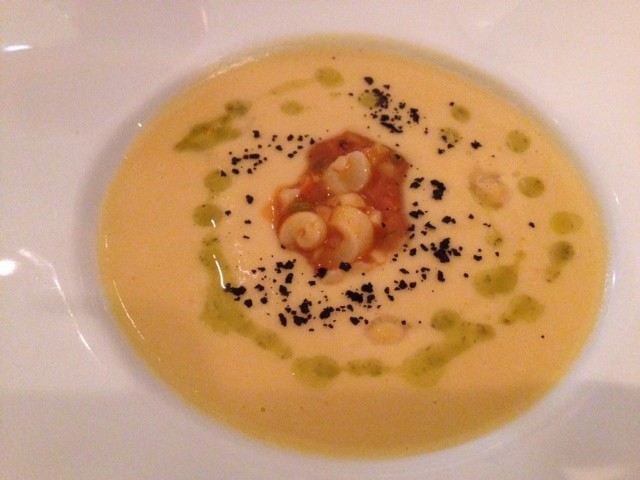 Crema di ceci con baccalà e falsa cenere