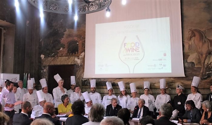 Un momento della conferenza stampa di presentazione di Food & Wine in Progress