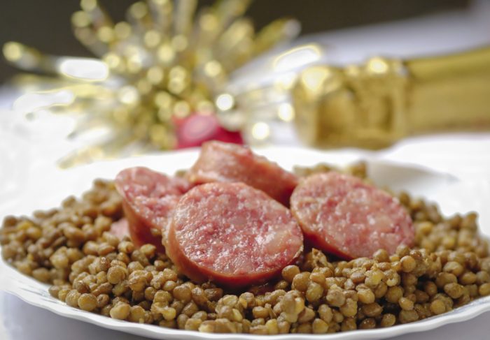 Italian cotechino with lentils