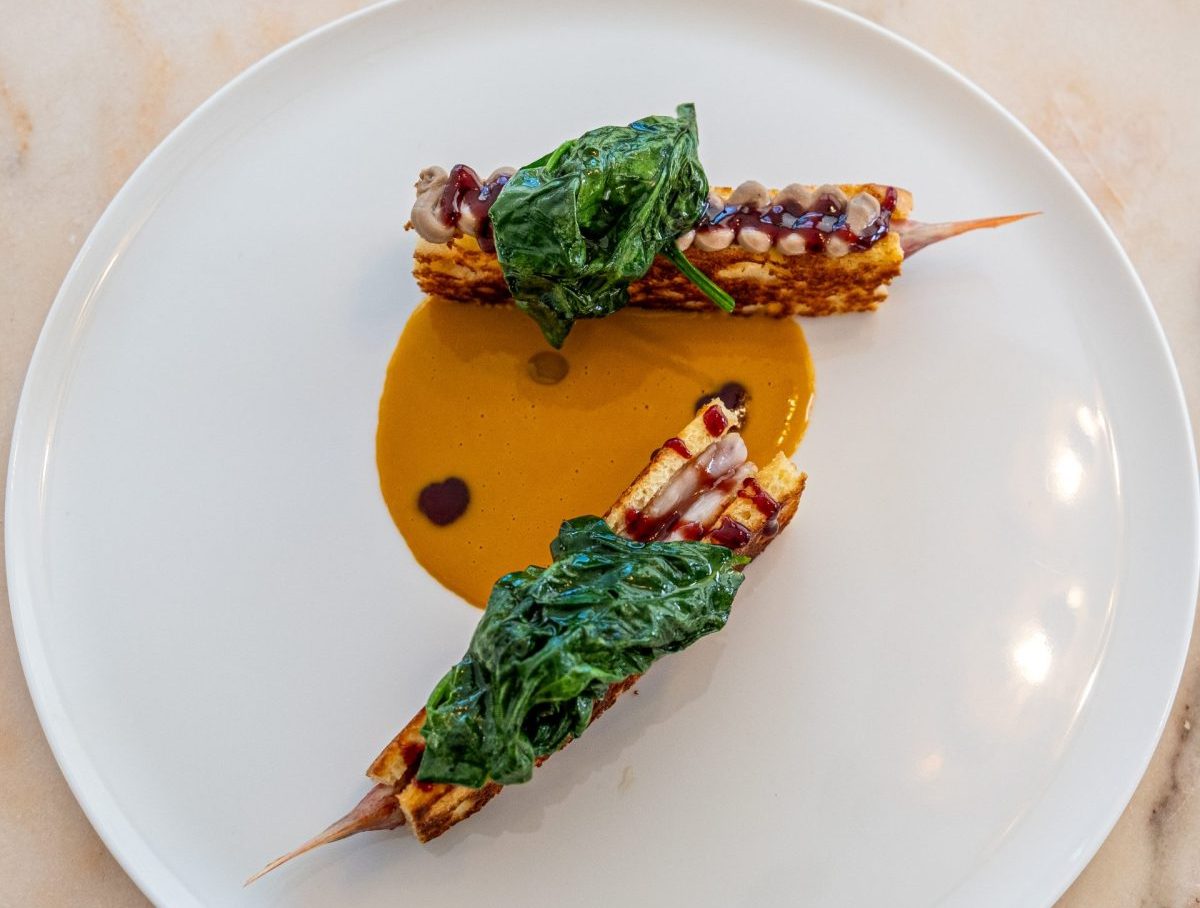 Triglia e coniglio dello chef Marco Lagrimino (ristorante L'Acciuga - Perugia)